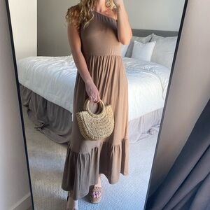 Brown one shoulder dress